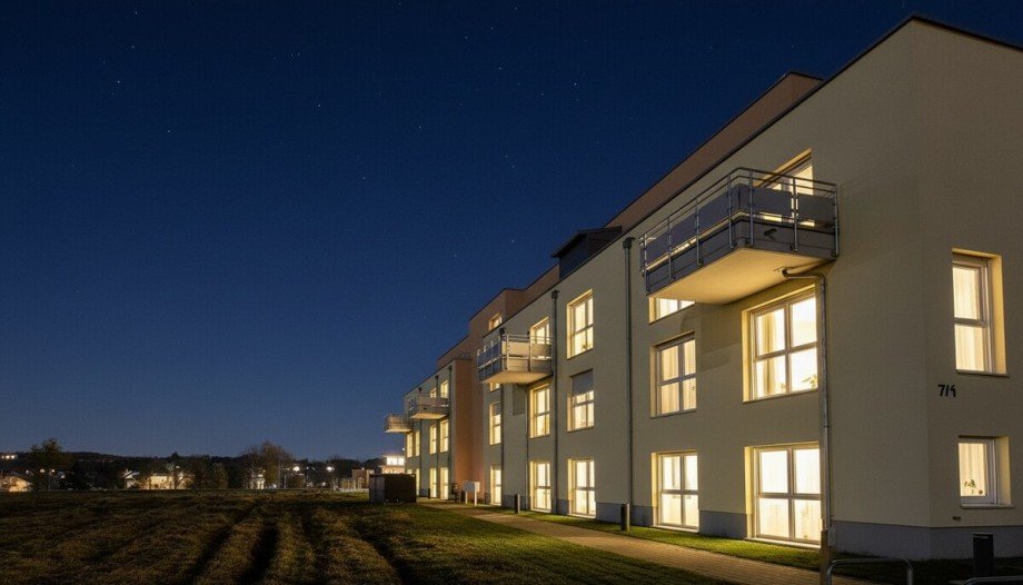 Wohnanlage bei Nacht Etagenwohnung Ki�legg