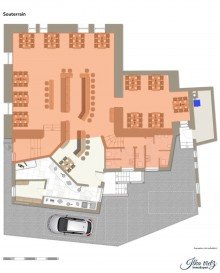 Grundriss Bar (rot markiert) coole Bar-Lounge im Gew�lbekeller - im Herzen von Biberach/Riss