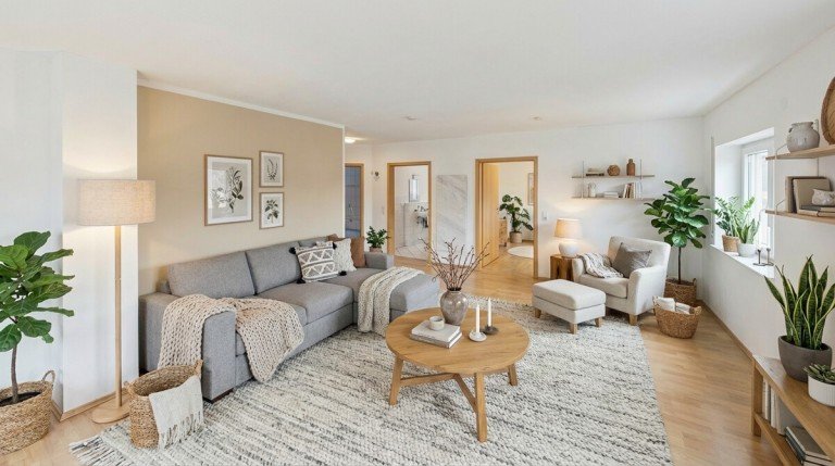 Einliegerwohnung - Wohnzimmer (Visualisierung) Bad Buchau Einfamilienhaus Haus + Barrierefreie Wohnung + Doppelgarage + Garten - von Privat - OHNE Maklergeb�hr