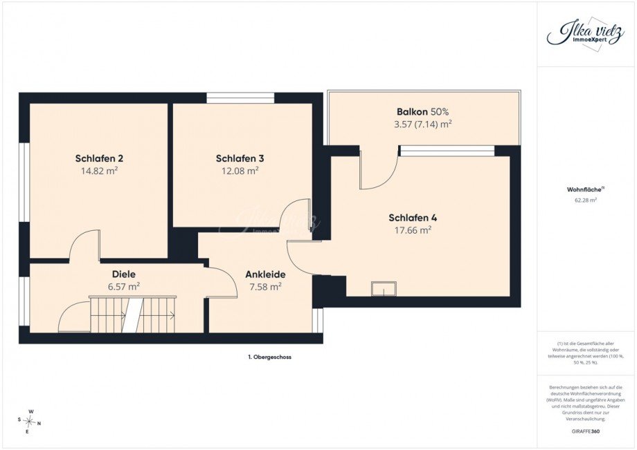 Grundriss Obergeschoss Reihenendhaus Biberach an der Ri� / Mettenberg