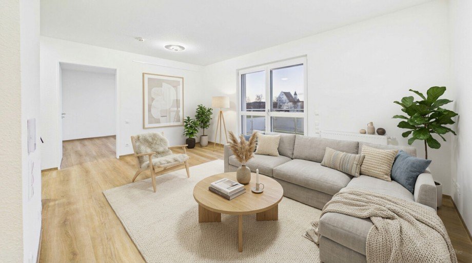 Wohnzimmer mit Balkon (M�bel Visualisierung) Etagenwohnung Ki�legg