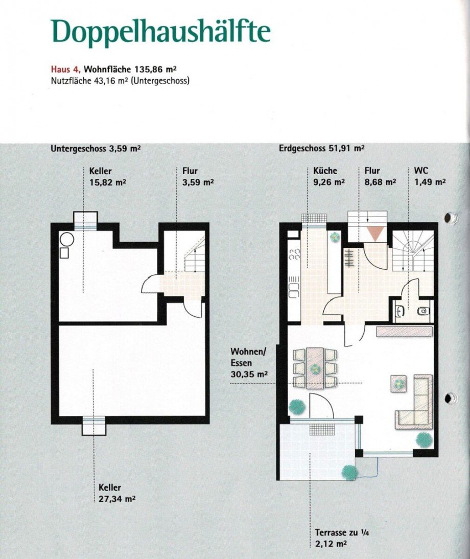 Grundriss - UG und EG Doppelhaush�lfte Biberach an der Ri�